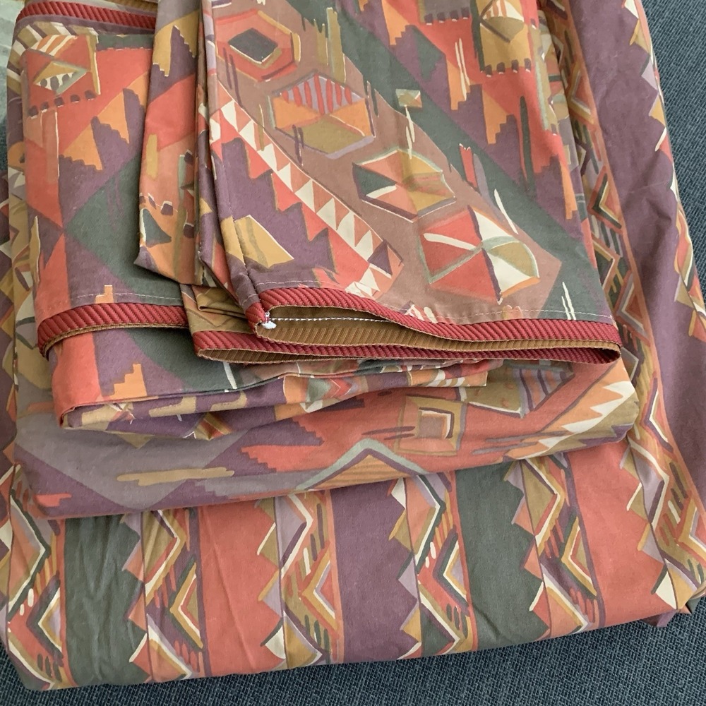 Vintage Collier Campbell Moroccan Sunset Aztec Southwestern‎ Sheet King